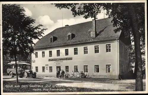 Ak Oederan in Sachsen, Gasthaus Zur grünen Tanne, Räuberschänke, Autobus