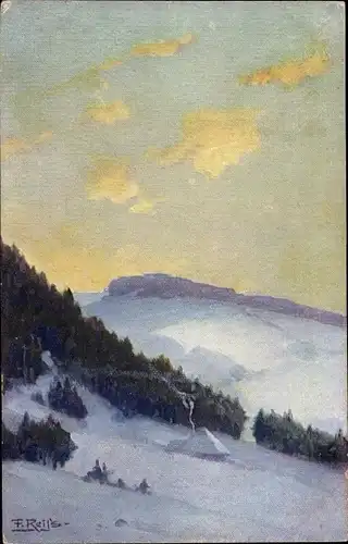 Künstler Ak Reiss, Fritz, Winter im Schwarzwald