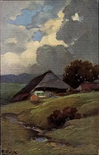 Künstler Ak Reiss, Fritz, Sommer im Schwarzwald, Wohnhaus, Wolken