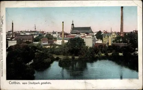 Ak Cottbus in der Niederlausitz, vom Stadtpark gesehen