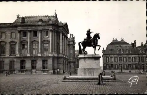 Postkarte Versailles Yvelines, Statue von König Ludwig XIV