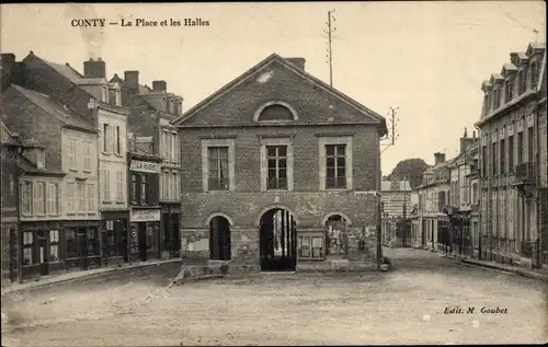 Ak Conty Somme, Place, les Halles