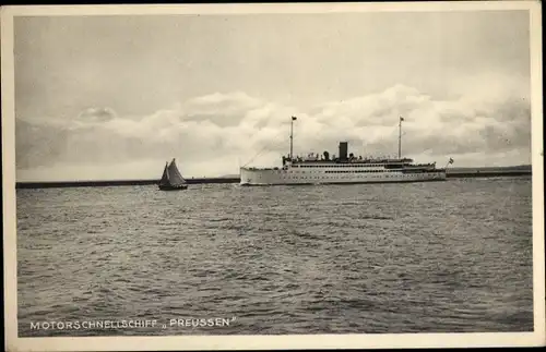 Ak Dampfschiff Preußen, Reederei Braeunlich Stettin, Motorschnellschiff