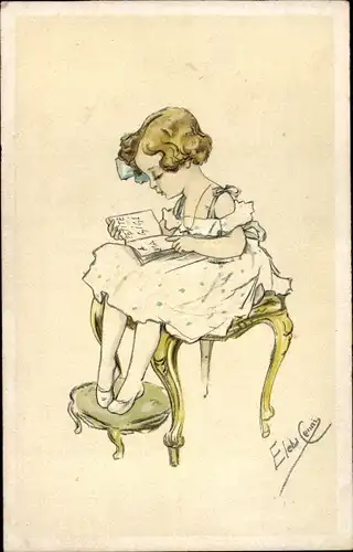 Künstler Ak Cenni, E., Mädchen in weißem Kleid, Buch