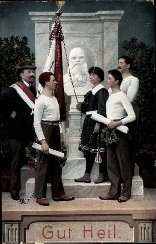 Ak Gut Heil, Turnvater Jahn, Denkmal, Turner, Fahne