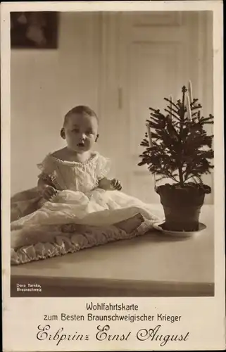 Ak Erbprinz Ernst August von Braunschweig, Kinderportrait, Wohlfahrtskarte, Foto. Dora Tarnke