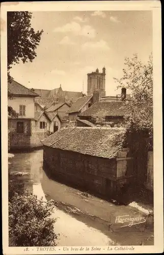 Ak Troyes-Aube, Ein Arm der Seine, Die Kathedrale