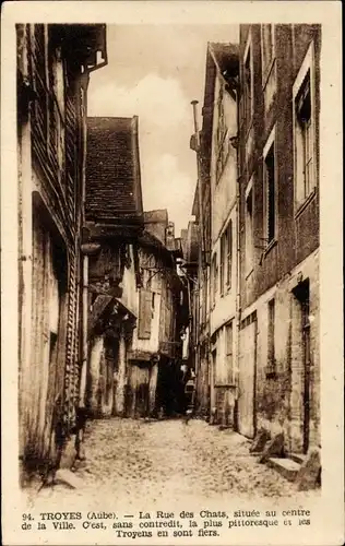 Ak Troyes Aube, Rue des Chats