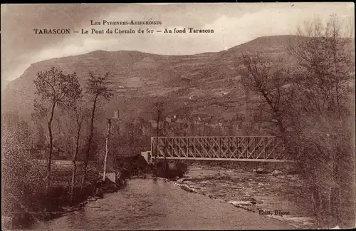 Ak Tarascon Ariège, Die Eisenbahnbrücke