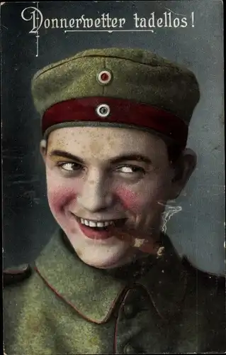 Ak Donnerwetter, tadellos, Soldat mit Zigarre