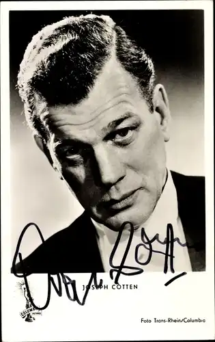 Ak Schauspieler Joseph Cotten, Vom Himmel gefallen, Portrait, Autogramm