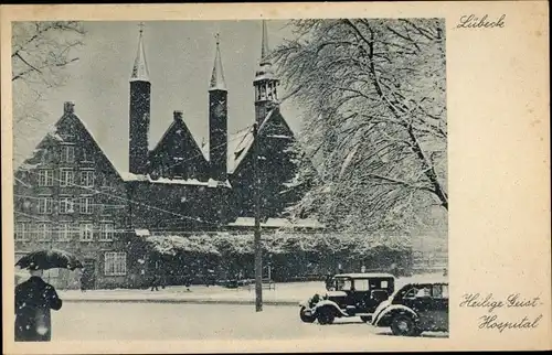 Ak Lübeck, Heilige Geist Hospital, Winter