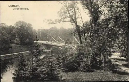 Ak Hansestadt Lübeck, Mühlenbrücke