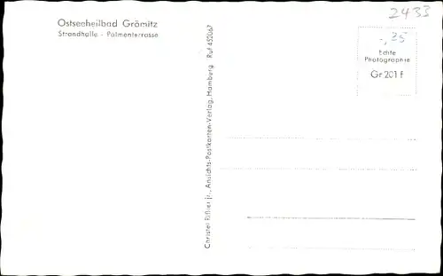 Ak Ostseebad Grömitz in Holstein, Strandhalle, Palmenterrasse