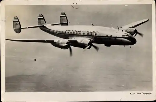 Ak Niederländisches Passagierflugzeug, The Flying Dutchman, KLM, Lockheed Constellation