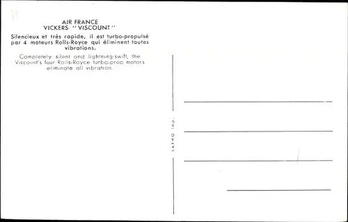 Ak Französisches Passagierflugzeug, Air France, Vickers Viscount