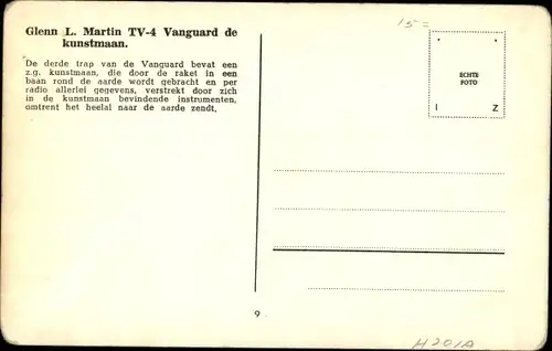 Ak Glenn L. Martin TV-4 Vanguard Rakete, künstlicher Mond, Satellit