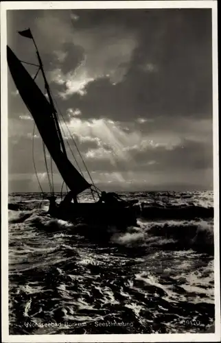 Ak Nordseebad Borkum in Ostfriesland, Seestimmung, Segelboot