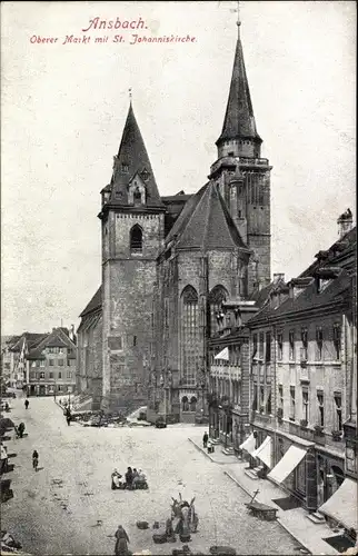 Ak Ansbach, Oberer Markt, St. Johanniskirche