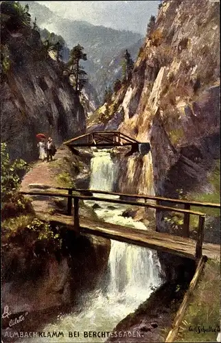 Künstler Ak Schultze, C., Marktschellenberg Berchtesgadener Land, Almbachklamm