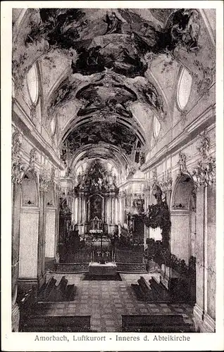 Ak Amorbach im Odenwald Unterfranken, Abteikirche, Innenansicht