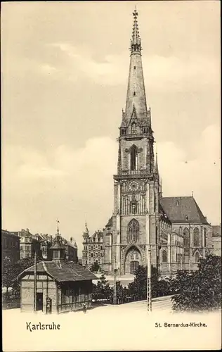 Ak Karlsruhe in Baden, St. Bernardus Kirche