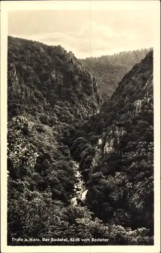 Ak Thale im Harz, Bodetal, Blick vom Bodetor