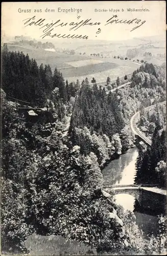 Ak Wolkenstein im Erzgebirge, Brückenklippe