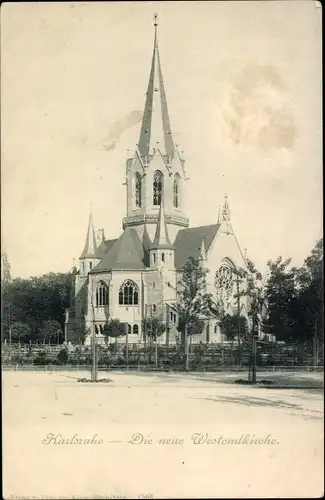 Ak Karlsruhe in Baden, Neue Westendkirche