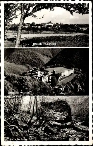 Ak Beulich im Hunsrück, Panorama, Schlossruine Waldeck, Baybachtal