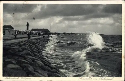 Ak Nordseebad Büsum, Sturmflut, Südstrand