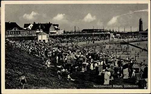 Ak Nordseebad Büsum, Südstrand, Leuchtturm