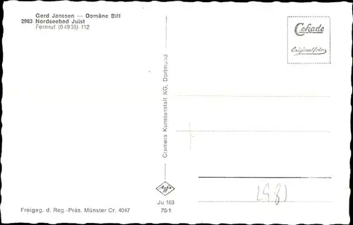 Ak Nordseebad Juist in Ostfriesland, Domäne Bill