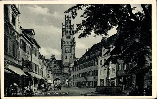 Ak Freiburg im Breisgau, Oberlinden, Schwabentor