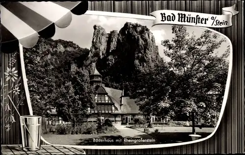 Ak Bad Münster am Stein Bad Kreuznach an der Nahe, Rheingrafenstein, Bäderhaus