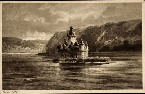 Ak Caub Kaub am Rhein, Burg Pfalzgrafenstein, Pfalz