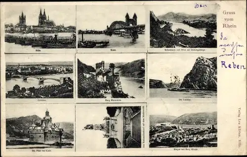 Ak Am Rhein, Köln, Bonn, Rolandseck, Loreley, Siebengebirge, Niederwald, Bingen, Kaub, Pfalz