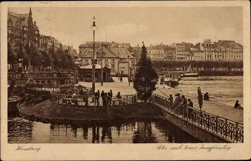 Ak Hamburg Mitte Neustadt, alter Jungfernstieg, neuer Jungfernstieg