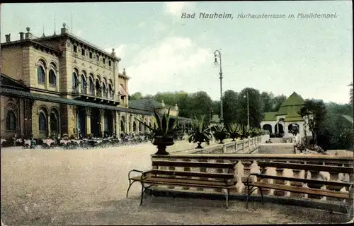 Ak Bad Nauheim, Kurhausterrasse mit Musiktempel