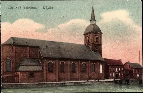 Ak Comines Wallonia Hennegau, Kirche