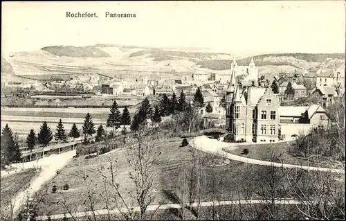 Ak Rochefort Namur, Panoramablick vom Ort, Felder