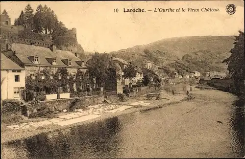 Ak Laroche La Roche in den Ardennen Wallonien Luxemburg, Ourthe und das Alte Schloss