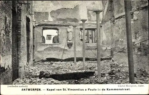 Ak Antwerpen Antwerpen Flandern, Kapelle St. Vincentius a Paulo in der Kammenstraat