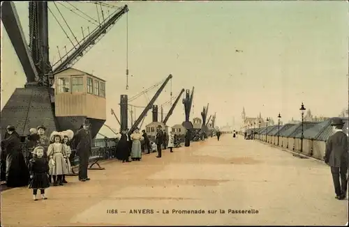 Ak Antwerpen Antwerpen Flandern, Der Spaziergang auf der Fußgängerbrücke