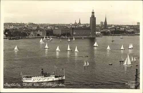 Ak Stockholm Schweden, Utsikt över Riddarfjärden