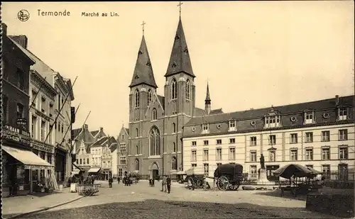 Ak Dendermonde Dendermonde Ostflandern, De Vlasmarkt