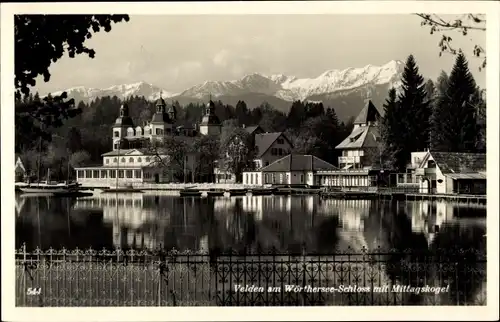 Ak Velden am Wörthersee in Kärnten, Schloss, Mittagskogel