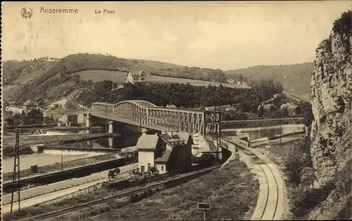 Ak Anseremme Wallonien Namur, Eisenbahnbrücke, Bahnschienen