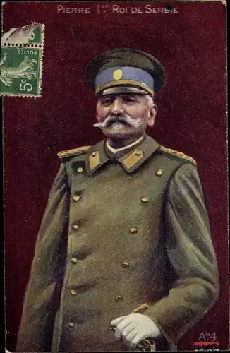 Künstler Ak König Peter I. von Serbien, Peter I. Karadjordjevic, Portrait in Uniform, I. WK