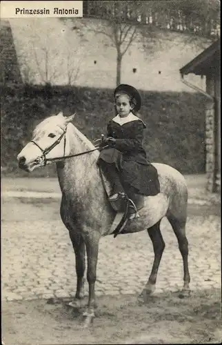 Ak Prinzessin Antonia von Luxemburg, Portrait auf einem Pferd